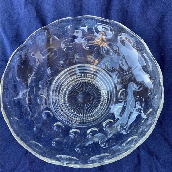 Vintage Anchor Hocking Bubble clear Glass Large SERVING Bowl 8 7/8” WIDE - Picture 2 of 3